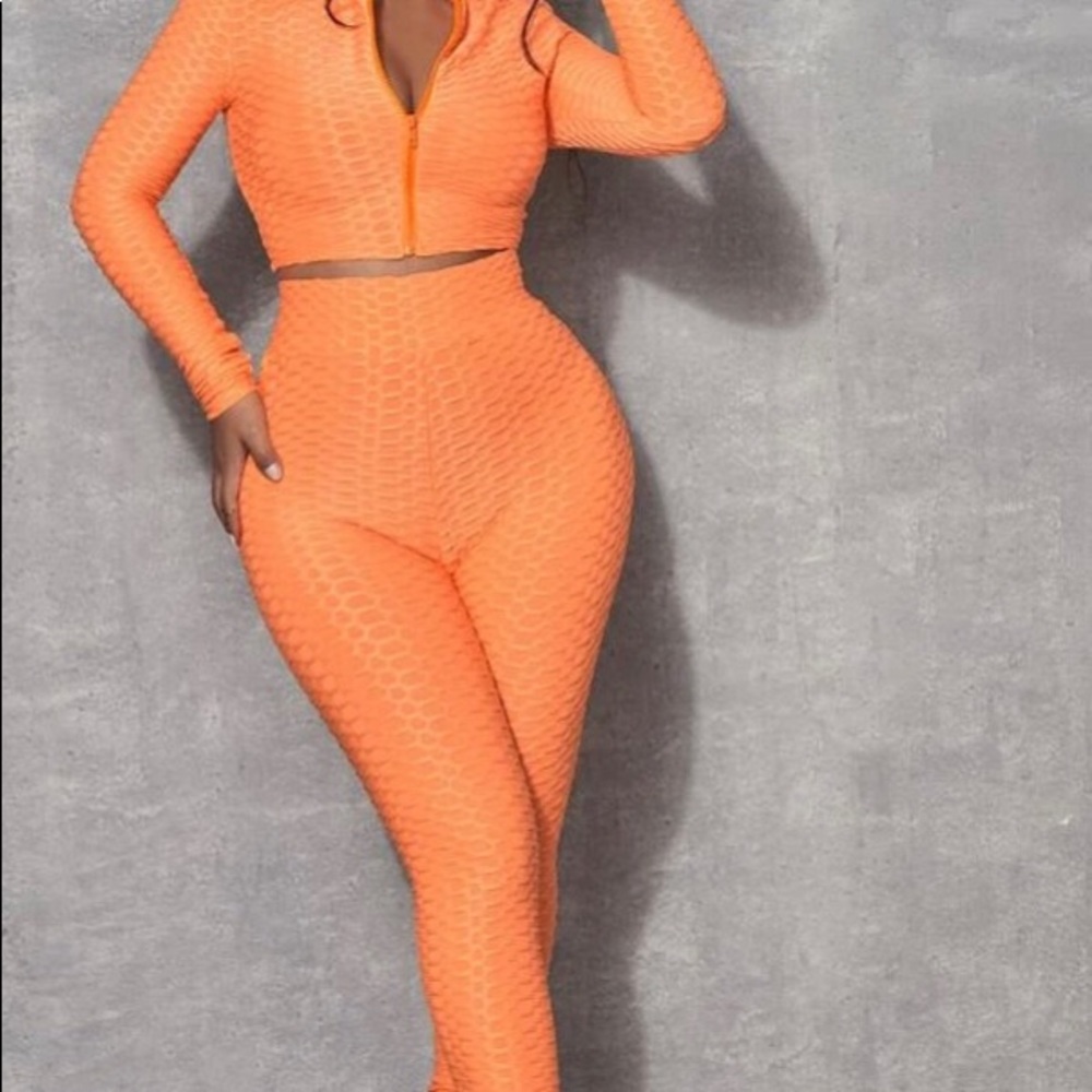 Sky Honeycomb Orange 🍊 Texture Zipper Up